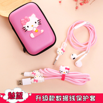 Huawei oppo Xiaomi vivo Apple data cable protective cover mobile phone charger winding rope earphone Winder protection rope charging cable storage box cute cartoon creative sticker