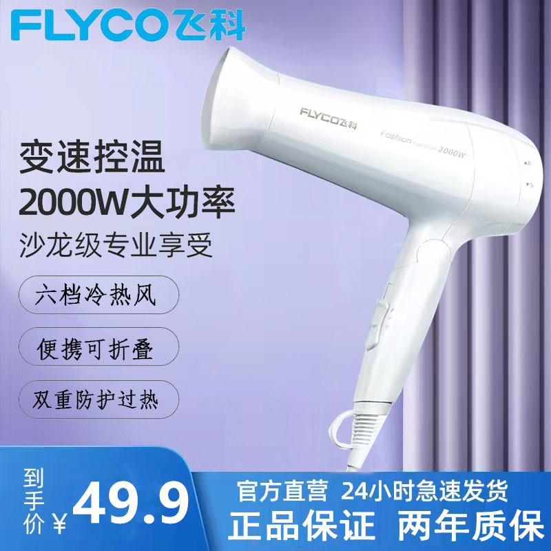 Flying Co Hair Dryer Home Without Injury Silent Portable Cold Hot Power High Power Folding Dorm Room Student Hair Dryer