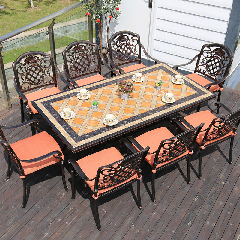 Cast aluminum classic pattern table and chair outdoor courtyard garden leisure balcony coffee table outdoor yard waterproof outer swing combination