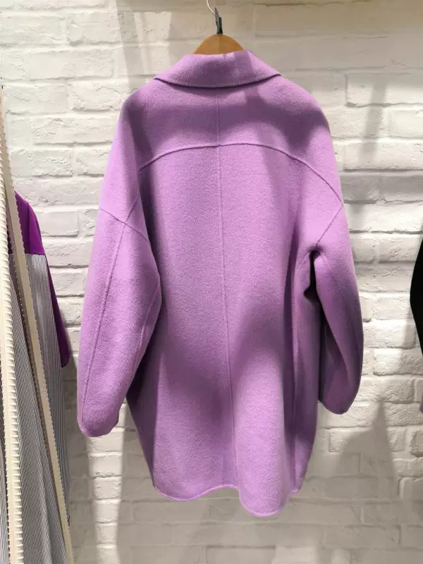 Mi Kou Baijiahao 20 mùa xuân, mùa thu và mùa đông mới áo khoác len cashmere hình kén dài giữa áo khoác nữ B-HSCA720D - Áo len lót đôi