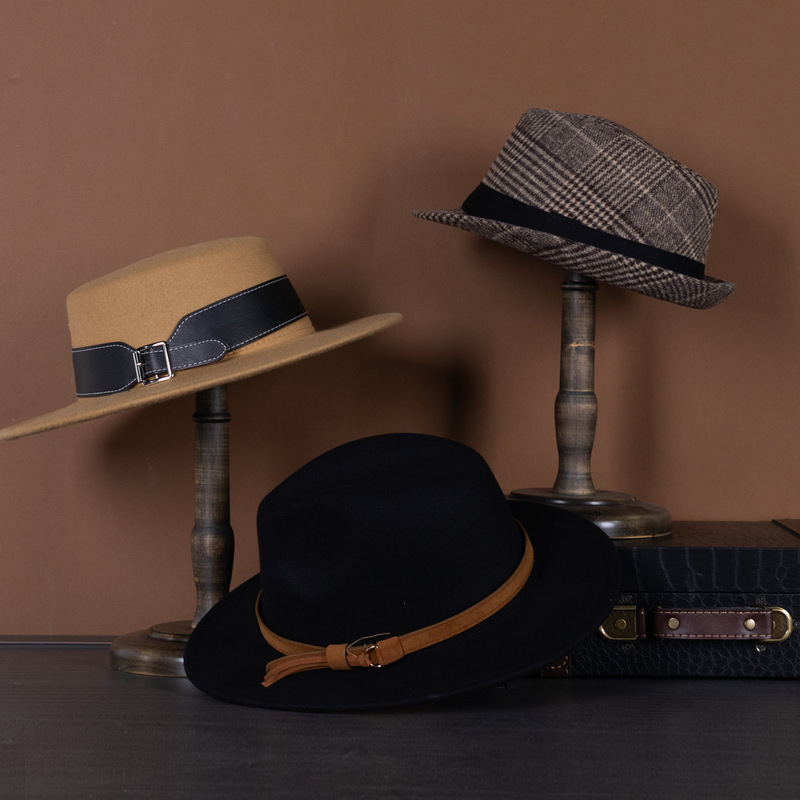 【Vintage Gentleman Hat Collection】Model Room Men's and Women's Hats, Elegant Chanel-Style Jazz Hats, Wardrobe Decorations