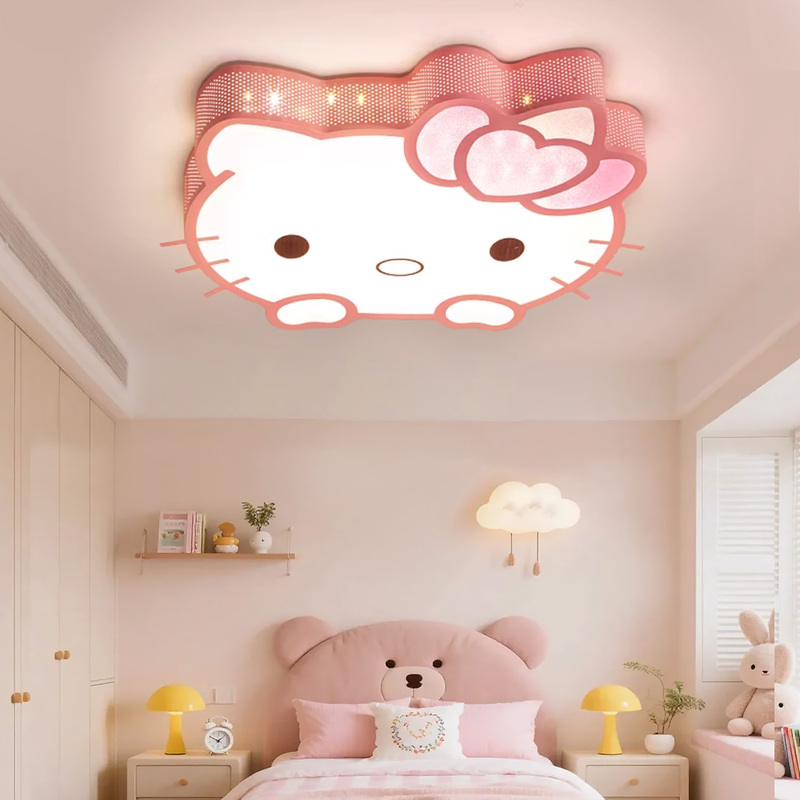 Children's Room Lamp Hellokitty Cat Cartoon Ceiling Lamp Warm Girl Princess Room Hello Kitty Bedroom Lamp