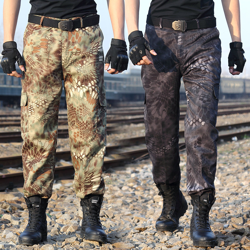 Outdoor camouflage pants men and women summer thin section special forces mountaineering military training overalls work pants loose breathable wear-resistant