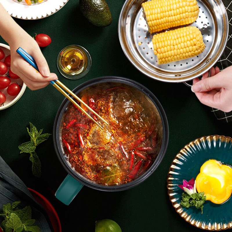 Small Electric Pan Multifunction Quick Cooking Pan Small Mini Home Cooking Noodle Electric Stir-frying Pan Dorm Room Student Pot