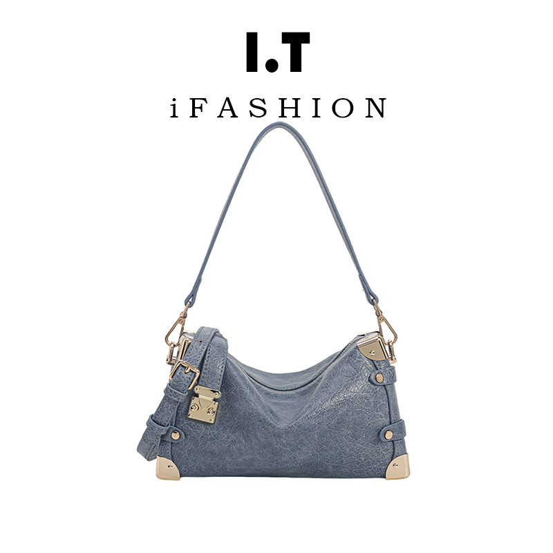 Hong Kong It Genuine Women's Bag with a High-End Feel, Crackle-Pattern Box Bag, Women's 2026 New Model, Commuter Shoulder and Crossbody Bag