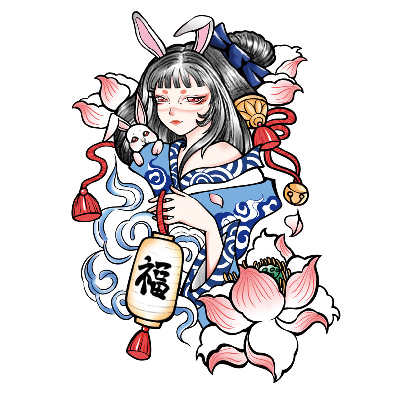 Tattoo stickers waterproof female long-lasting flower arm ins wind Korean sexy rabbit geisha leg arm simulation sticker