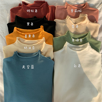 Western style base shirt spring and autumn 2021 New Korean half turtleneck sweater Joker slim slim knitwear women long sleeves