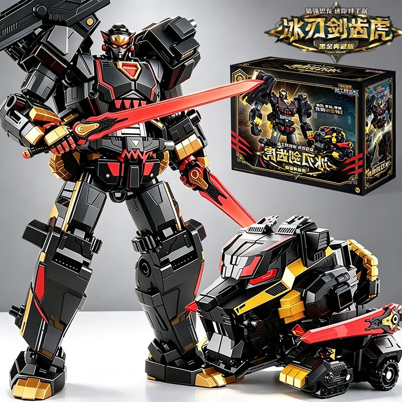 Mini Agent Team 8's Strongest Dinosaur Black Gold Edition Tyrannosaurus Battle King Transforming Robot Toy King Kong Mecha for Boys