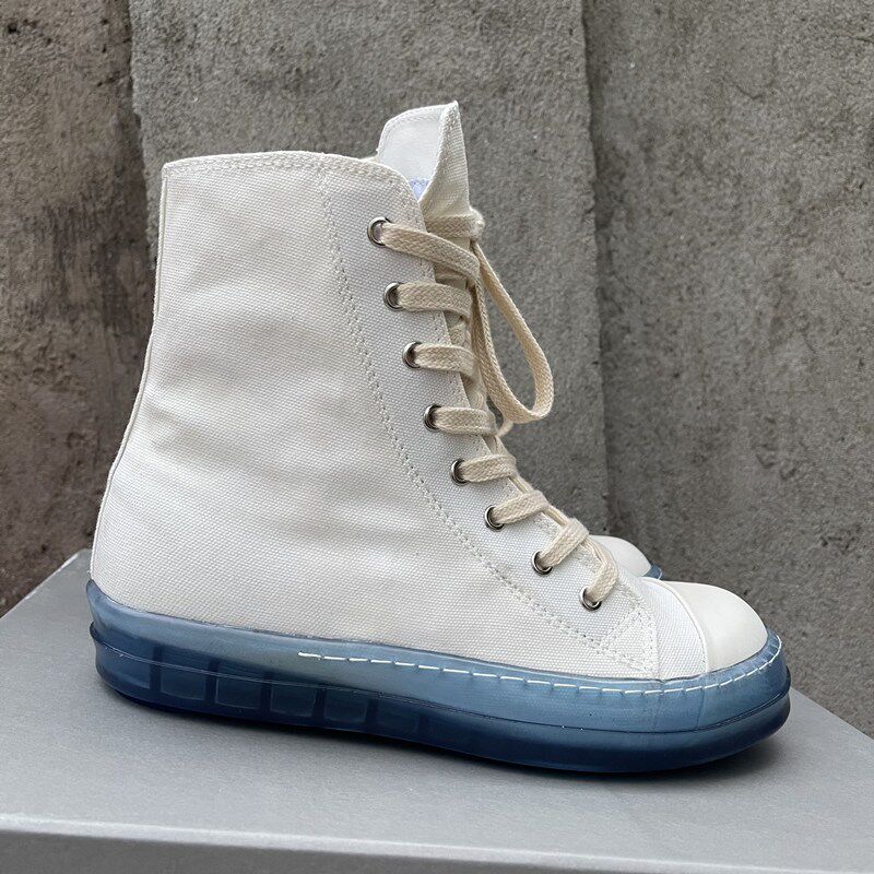 Ro High-Help Canvas Shoes Crystal Transparent Blue Sound Sleepy Shoes Sleeping Men Shoes with Women Shoes Couples Spring and Summer