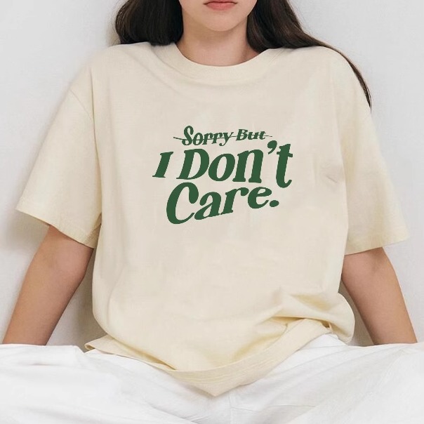 I Don'T Care about the Idc Print, Pure Cotton Short-Sleeve T-Shirt, Round Neck, Personalized English Creative Design, Everyday Regular Shoulder, Versatile New Summer Style