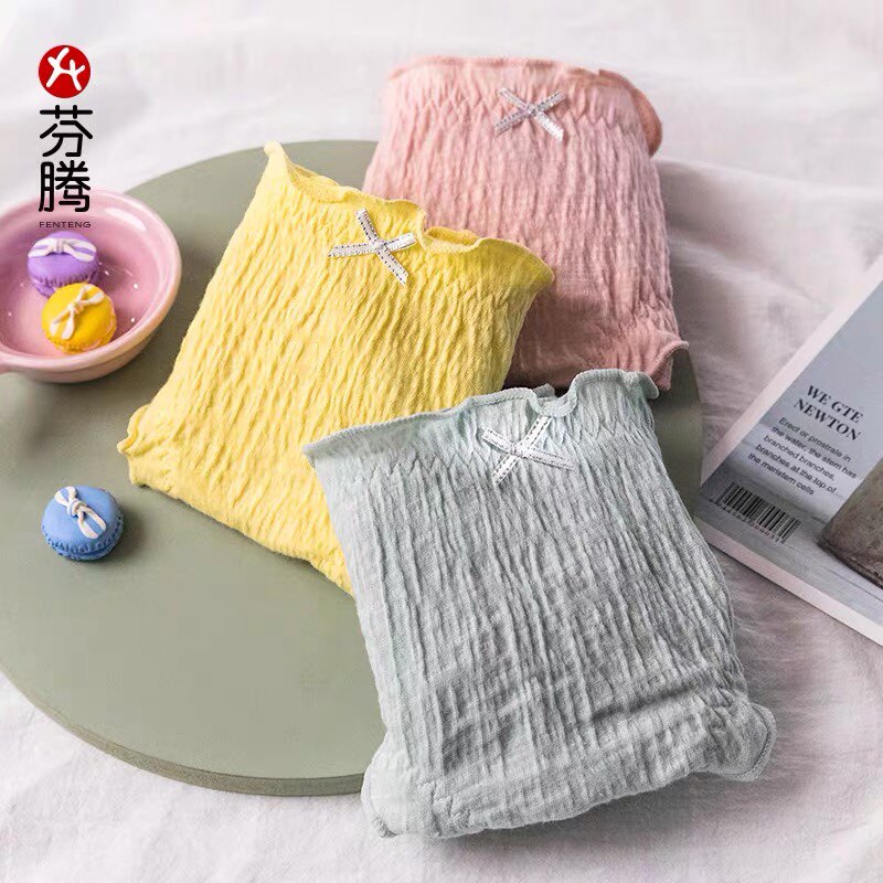 Fendeng underwear female Summer pure cotton antibacterial whole cotton breathable middle waist girl Japanese cute comfort female triangle trousers