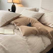 140 count pure cotton bed four-piece Maillard style 100 cotton quilt cover single piece 200*230 light luxury and high-end feel