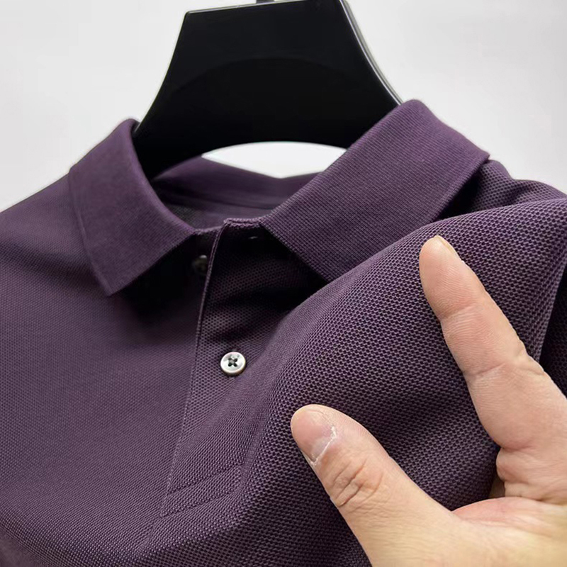 Solid Color Short-Sleeved T-Shirt Men's Summer Lapel Polo Shirt New Loose Casual Top Fashionable Versatile Half-Sleeved Shirt