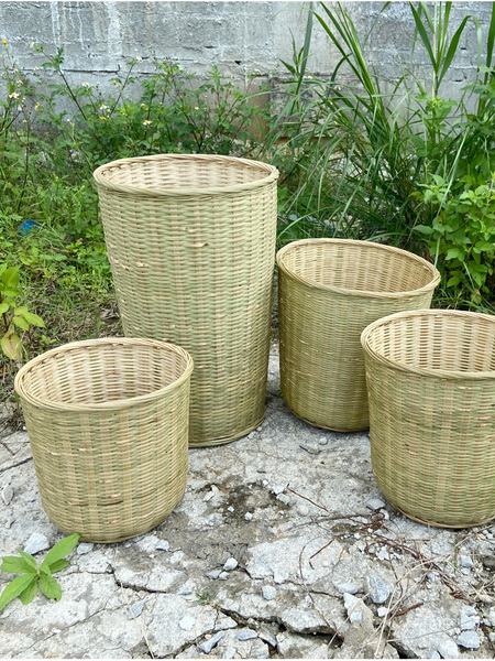 Large Bamboo Basket for Kitchen, Household Bamboo Woven Products, Egg Basket, Straight Barrel, Bee Cage, Bamboo Woven Storage Basket