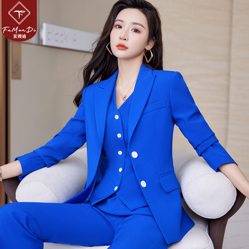 High-End Autumn Suit Set for Women, Fashionable Korean Style Professional Formal Wear, Elegant Blazer, Vest, Three-Piece Set