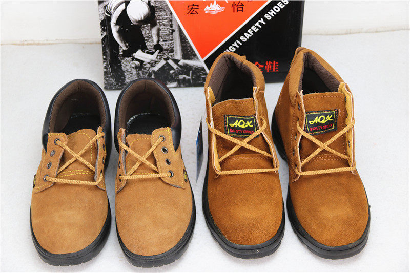 Low Gang Labor Shoes Men Solid Rubber Bottom Ladle Head Brown Cow Leather Deodorant Smash Piercing Insulation Non-slip Working Shoes
