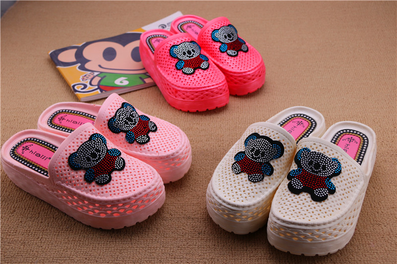 Female High Heel Sandals Cartoon Thick Bottom Cute Baotou Bathroom Outdoor New Korean Version Integrated Non-slip Plastic Summer