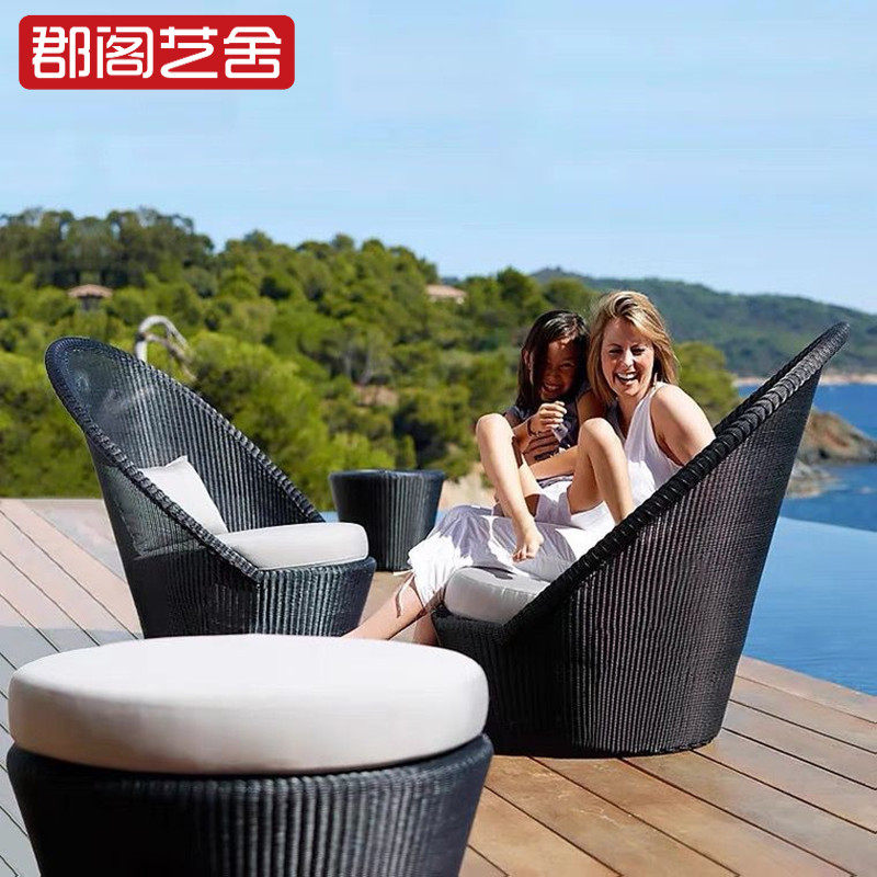 Outdoor furniture rattan sofa combination villa garden courtyard leisure living room imitation rattan chair hotel terrace outdoor table and chairs