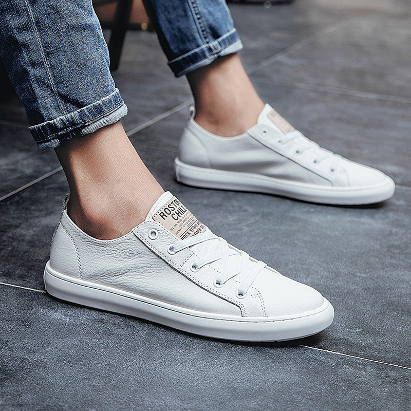 2022 new European and American fashion leather white shoes men's trendy shoes casual all-match board shoes European station youth men's shoes