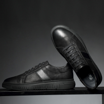 2022 Fall mens shoes Korean version casual mens black leather shoes genuine leather breathable flat mens shoes Inren 100 lap shoes