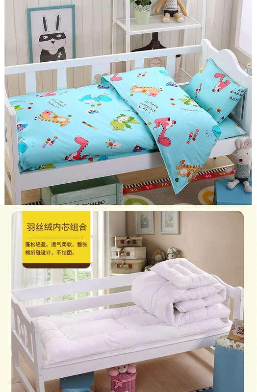 Mẫu giáo chăn ba mảnh cotton nap giường nhỏ trẻ em quilt cover bộ đồ giường bé bông lõi sáu bộ 	chăn ga gối cho bé	