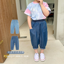 Qiqi Tong Cang Boys jeans baby anti mosquito trousers 2020 new childrens pants spring and summer Korean version of the tide Leisure