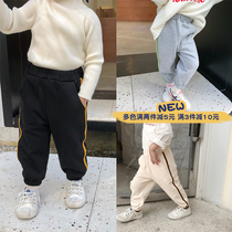 Qiqi number children plus velvet trousers baby casual pants boys warm pants 2019 new Korean children pants