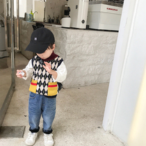 Baby vest spring and autumn childrens vest girl 2019 new personality boy sleeveless knitted vest Korean version of autumn and winter
