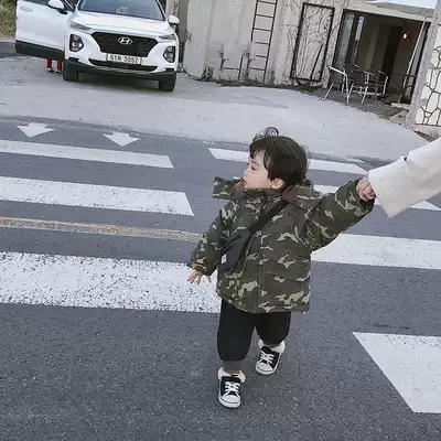 No 7 Tongcang boys ' winter baby cotton clothes children's camouflage cotton clothes 2020 new Korean girls hooded jacket