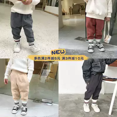 No 7 Tongcang children's velvet pants Baby casual pants Boy warm pants 2019 new Korean version of small children's pants