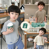 Qiqi No Tong Cang Boys Striped Short Sleeve T-Shirt Children Short Sleeve 2020 New Korean Baby Break Top Summer