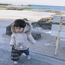 Qiqi Tong Cang baby winter clothes boy cotton padded jacket 2018 new Korean childrens thick cotton padded clothes girl hooded coat