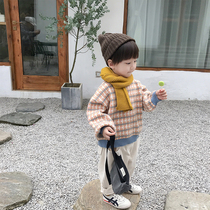 Qiqi Tong Cang Baby Sweater Boys Knitted Top Children Stripe base shirt 2021 New Korean Pullover Tide