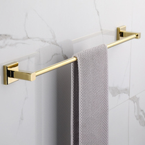 Golden towel rack light luxury all copper non-perforated bathroom toilet toilet 40cm50cm single pole drying towel hanging rod