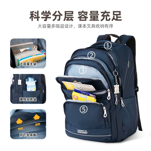 Вместительный и большой ранец, рюкзак со сниженной нагрузкой, для средней школы, защита позвоночника