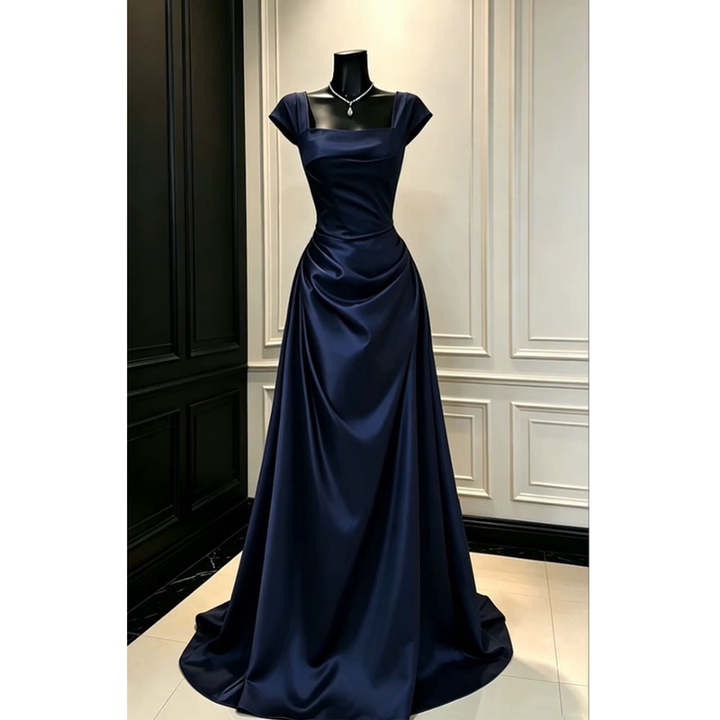 French Satin Evening Dress for Women 2026 New High-End Light Luxury Hostess Art Student Birthday Banquet Coming-Of-Age Ceremony Dress French Satin Evening Dress for Women 2026 New High-End Light Luxury Hostess Art Student Birthday Banquet Coming-Of-Age Ceremony Dress