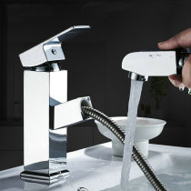 All copper pull-out faucet Hot and cold washbasin bathroom washbasin household retractable