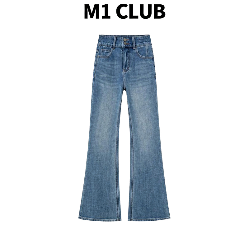 M1 Club Magic Pants Series Xu Yan Same Style Color Starry Matte Blue High-Stretch Jeans Fleece-Lined Wide-Leg Pants Versatile