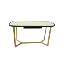 American new style desk light luxury stainless steel computer desk Nordic small apartment modern simple leather art desk customization