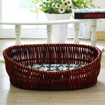 New rattan removable and washable dogs nest Wicker Wicker pet nest Teddy Satsuma golden hair dog bed cats nest four seasons available