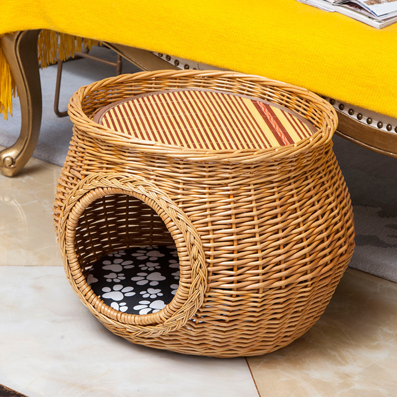 Four Seasons Universal Cat Bed Rattan Cat Nest Willow Braided Double Layer Cat Nest Detachable And Washable Pet Cat Room Tent Cat Nest Cat Delivery Room