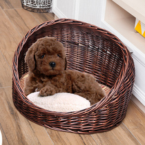 New Four Seasons Rattan Kennel Willow Cat House Cat House Cat House Pet Cage Removable and Washable Teddy Small Dog Tent