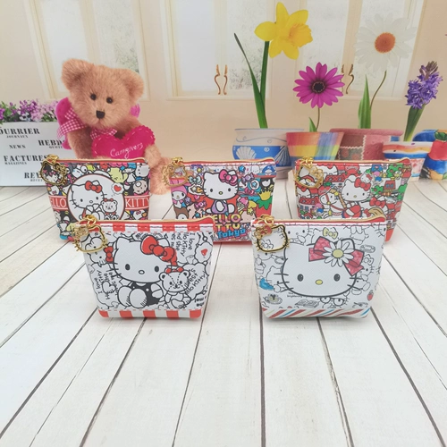 Hello Kitty, мультяшные маленькие монеты, кошелек с молнией, наушники