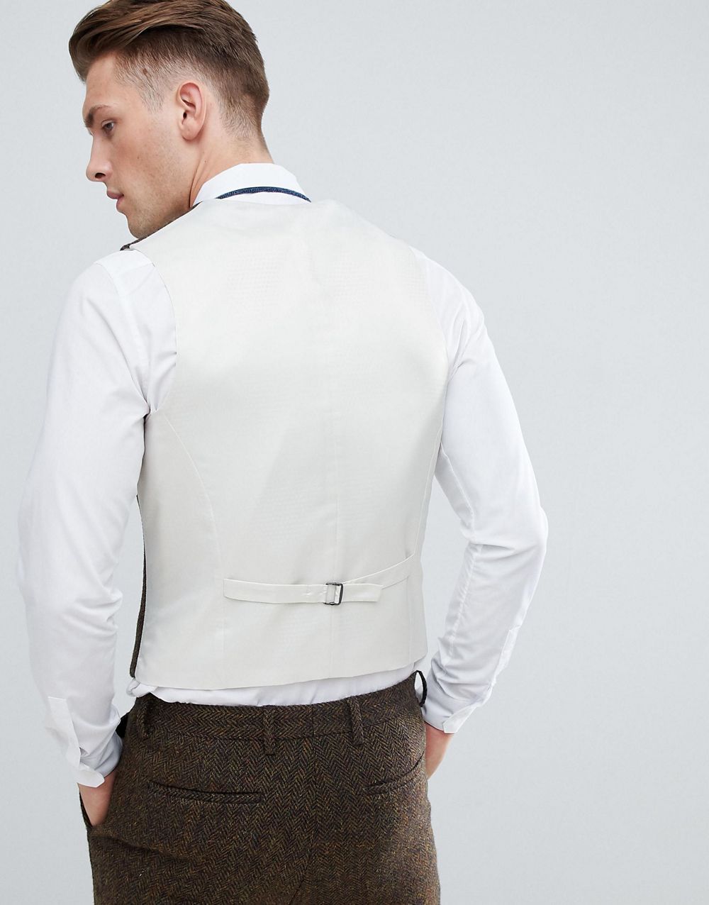 Mùa thu và mùa đông Anh ấm áp tweed vest nam len len xương cá phù hợp với vest mỏng hai mảnh quần đũi nam
