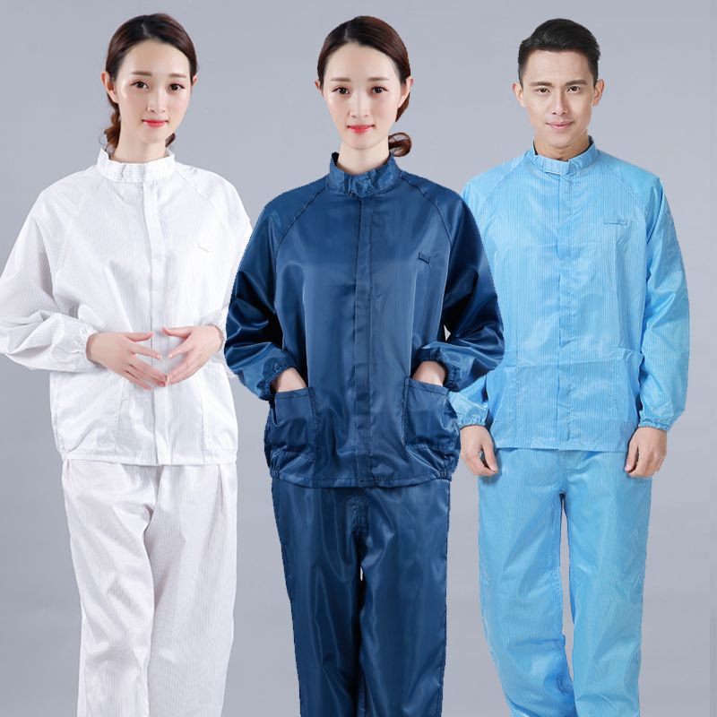 Anti-Static Two-Piece Suit Dustproof Clothing for Clean Rooms, Clean Jacket and Pants, Blue Work Clothes for Men and Women