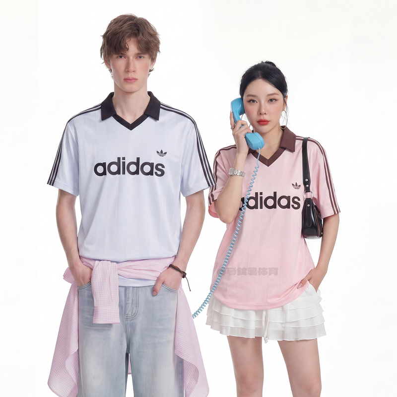 Adidas Adidas New Spring and Summer Loose Sports Casual Round Neck T-Shirt Pink Short-Sleeved Men's and Women's Models Ke3580