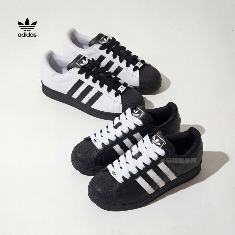 Adidas Shell Toe Men's Shoes Classic Black and White Sports Casual Sneakers Clover Women's Shoes Kk4473