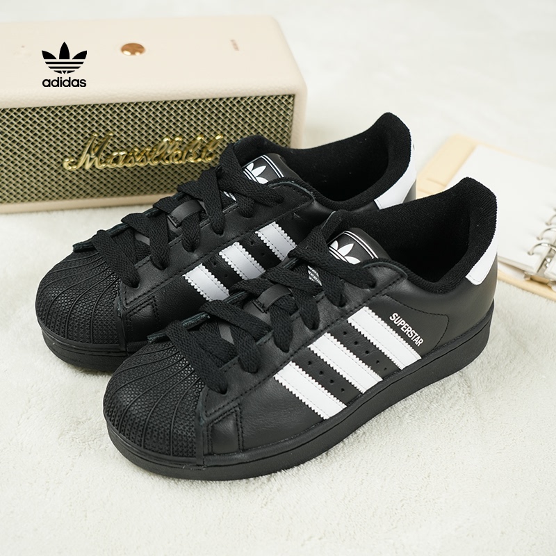 Adidas Adidas Shell Toe Shoes for Men and Women, Couple Superstar2 Black Shell Shoes, Low-Top Casual Sneakers