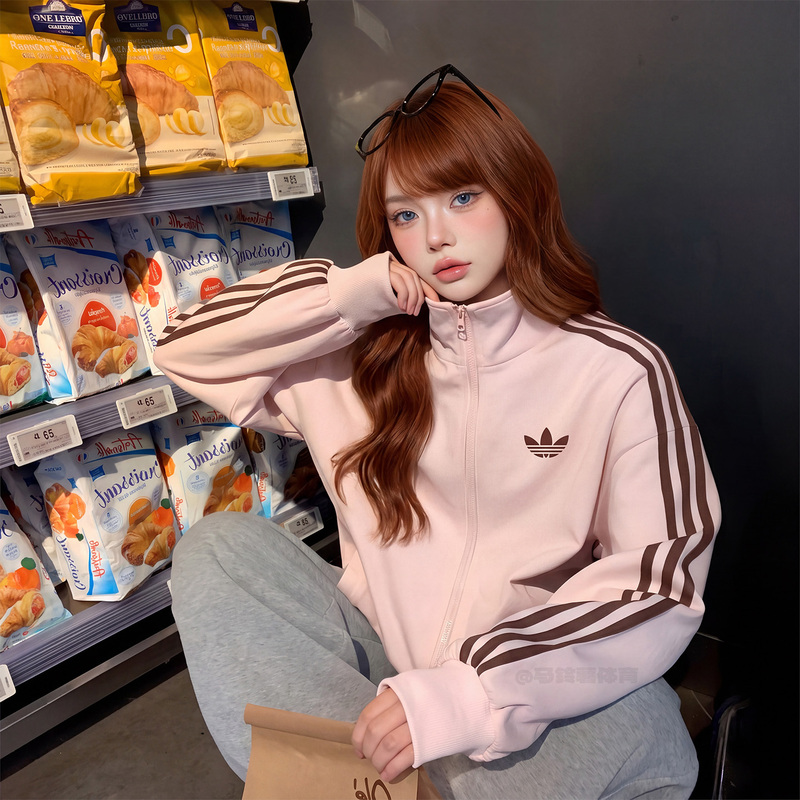 Adidas Adidas Trefoil Korean Women's Jacket Casual Sports New Pink Kq9497 Adidas Adidas Trefoil Korean Women's Jacket Casual Sports New Pink Kq9497