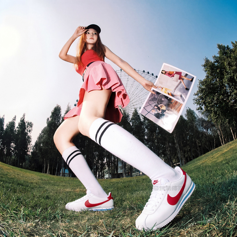 Nike Cortez Women's Shoes Classic White and Red Low-Top Forrest Gump Shoes Sports Casual Shoes Running Shoes Dn1791